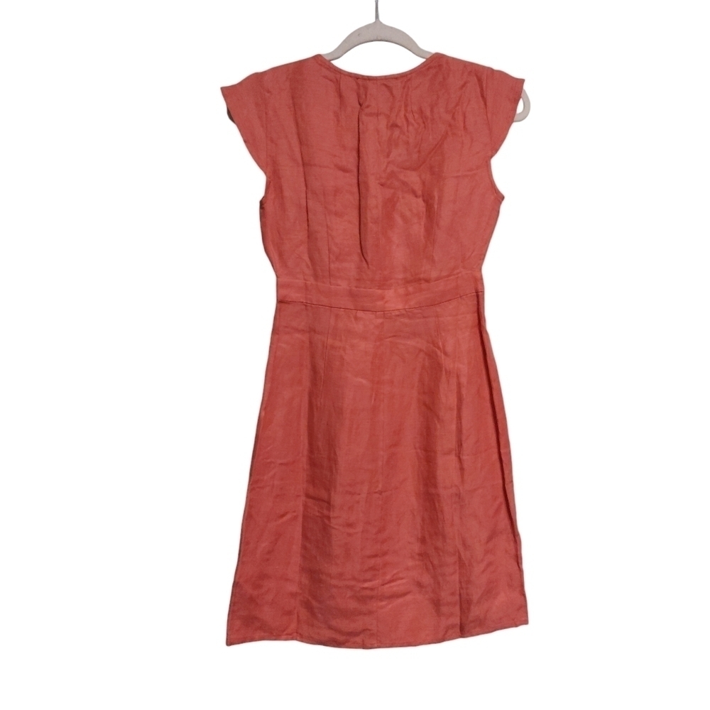 J. Crew Cap Sleeve Linen Faux Wrap Midi Dress-size 0P - Picture 3 of 6